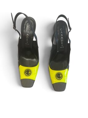 Casadei Black & Yellow Patent Slingback Pumps